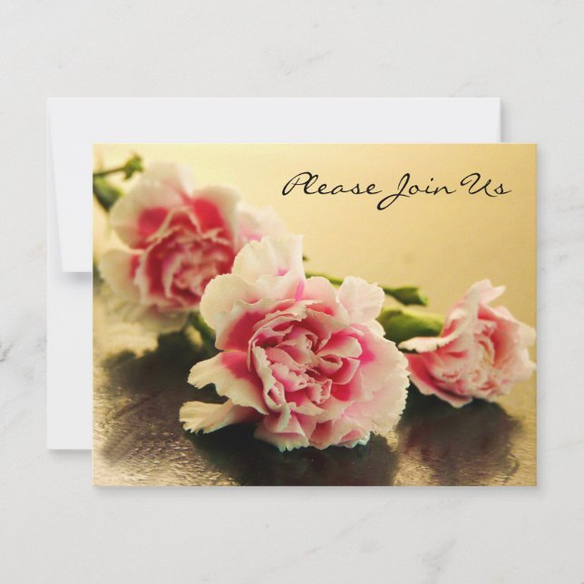 Elegant Pink Carnations Wedding Engagement Invite (Front)