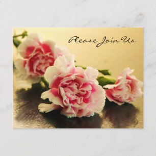 Elegant Pink Carnations Wedding Engagement Invite