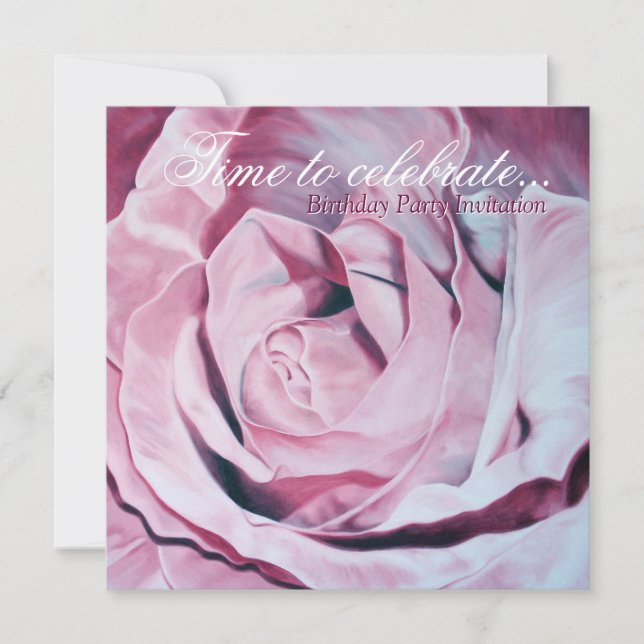 Elegant Pink Celebrate Birthday Party invite (Front)