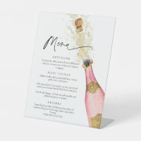 Elegant Pink Champagne Menu Sign