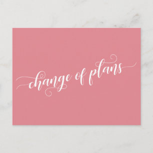 Elegant Pink Change of Plans Postponed Wedding Postcard