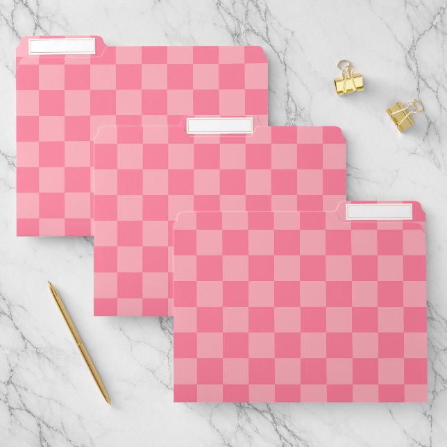 Elegant Pink Checkerboard File Folder (Set)