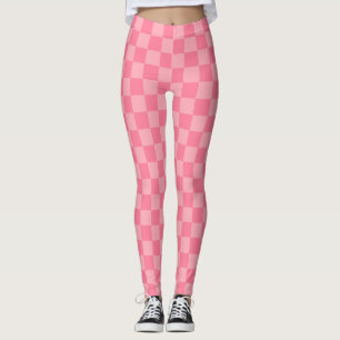 Elegant Pink Checkerboard Leggings