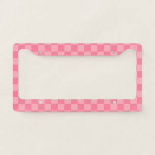 Elegant Pink Checkerboard License Plate Frame