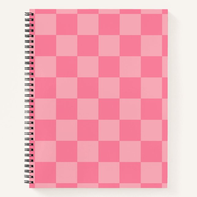 Elegant Pink Checkerboard Notebook (Front)