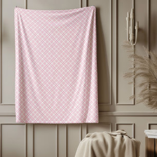 Elegant Pink Checkered Classic Country Style Fleece Blanket