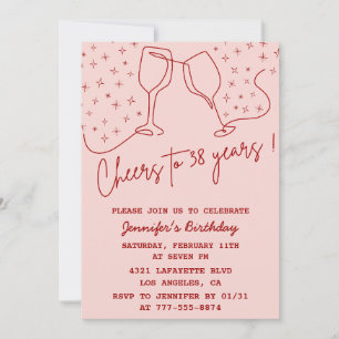 Elegant Pink Cheers Champagne 38th birthday Invitation