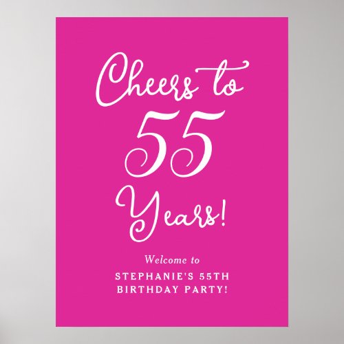 Elegant Pink Cheers to 55 Years 55th Birthday Poster