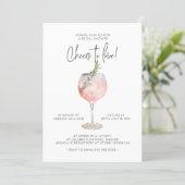 Elegant Pink Cheers to Love Bridal Shower Invitation (Standing Front)