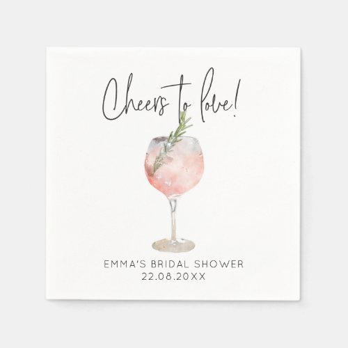 Elegant Pink Cheers to Love Bridal Shower Napkins