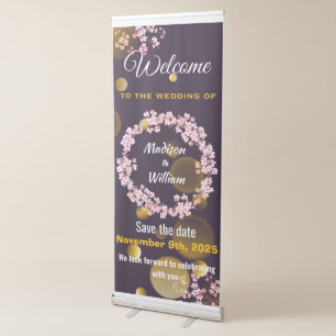 Elegant Pink Cherry Blossom Bokeh Wedding Sign