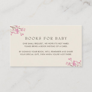 Elegant Pink Cherry Blossom Books for Baby Enclosure Card