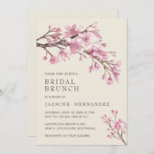 Elegant Pink Cherry Blossom Bridal Brunch Invitation (Front/Back)