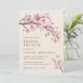 Elegant Pink Cherry Blossom Bridal Brunch Invitation (Standing Front)