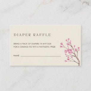 Elegant Pink Cherry Blossom Diaper Raffle Ticket Enclosure Card