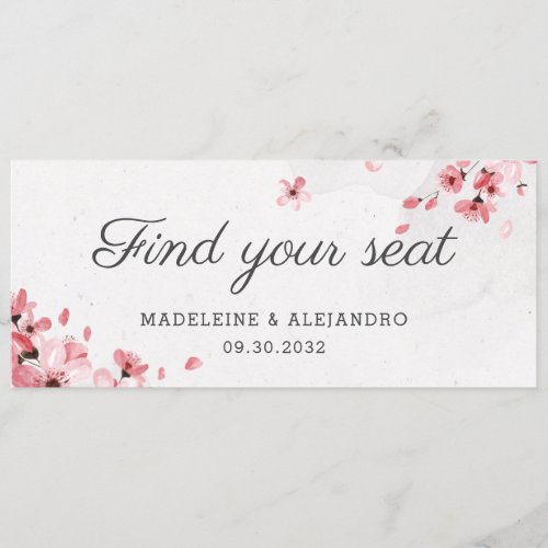 Elegant pink cherry blossom find your seat menu