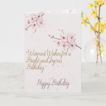	Elegant Pink Cherry Blossom Floral Happy Birthday