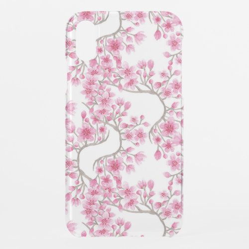 Elegant Pink Cherry Blossom Floral Watercolor iPhone XR Case