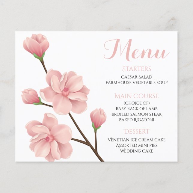 Elegant Pink Cherry Blossom Floral Wedding Bridal (Front)