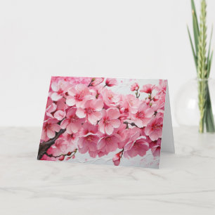 Elegant Pink Cherry Blossom Flowers Card