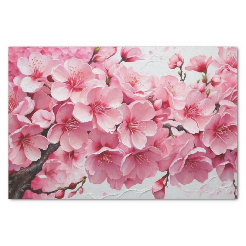 Elegant Pink Cherry Blossom Flowers Tissue Paper