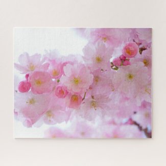 Elegant Pink Cherry Blossom Photo Jigsaw Puzzle
