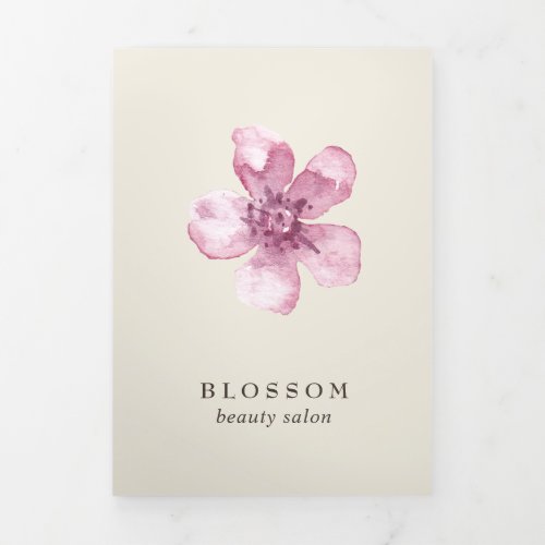 Elegant Pink Cherry Blossom Salon Trifold Brochure