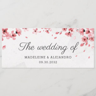 Elegant pink cherry blossom the wedding of menu