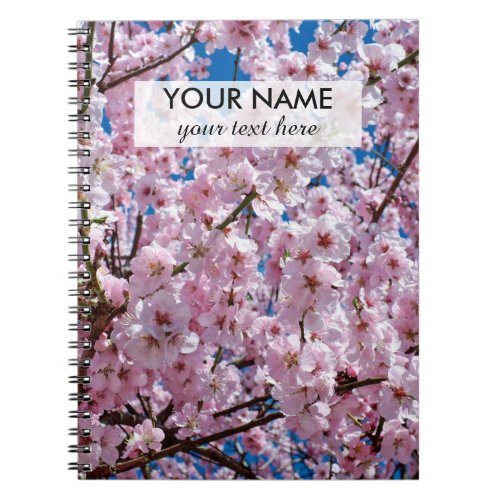 elegant pink cherry blossom tree photograph notebook