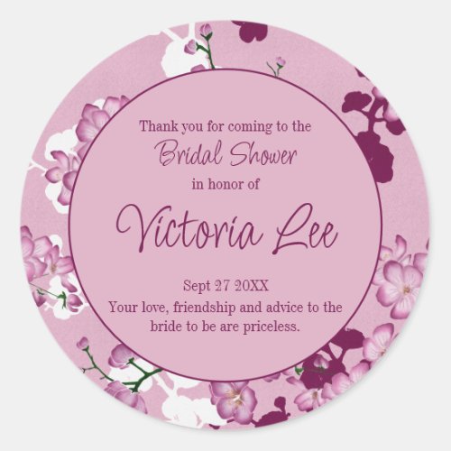 Elegant Pink Cherry Blossoms Afternoon Tea Classic Round Sticker