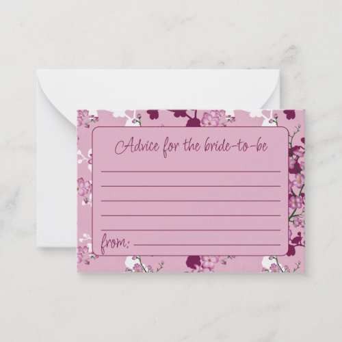 Elegant Pink Cherry Blossoms Bridal Shower Advice Card