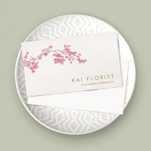 Elegant Pink Cherry Blossoms Floral Flower Business Card