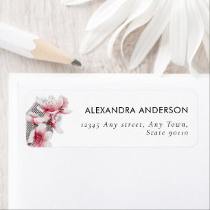 Elegant Pink Cherry Blossoms Modern Minimal Label