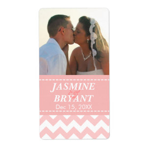 Elegant Pink Chevron Pattern Wedding Label
