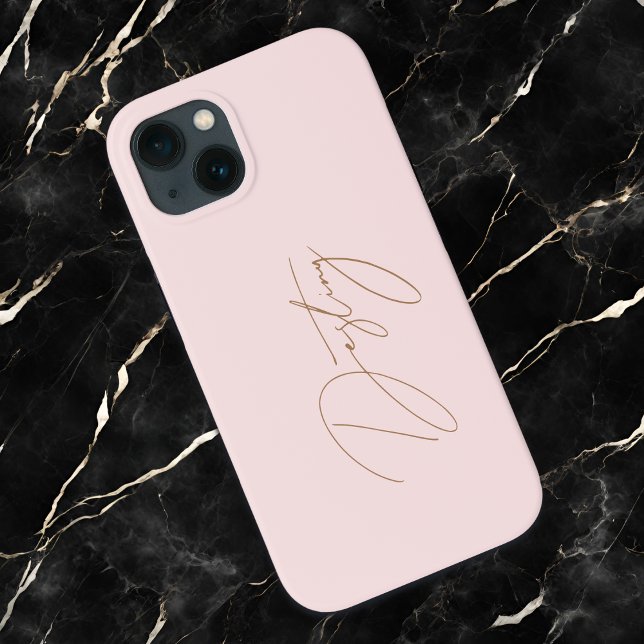 Elegant Pink & Chic Gold Calligraphy Name Case-Mate iPhone Case (Creator Uploaded)