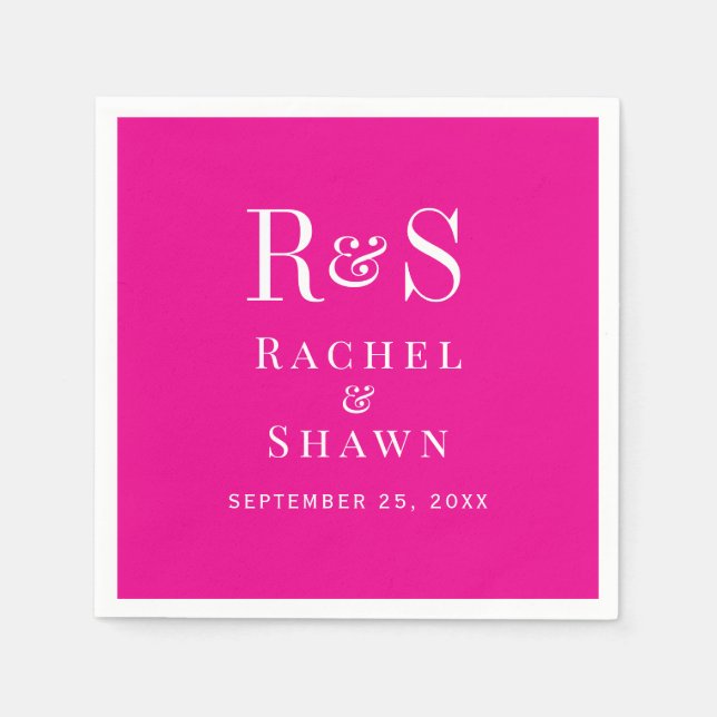 Elegant Pink Chic Modern Monogram Wedding Napkins (Front)