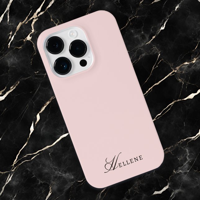 Elegant Pink & Chic Script Monogram  iPhone Case (Creator Uploaded)