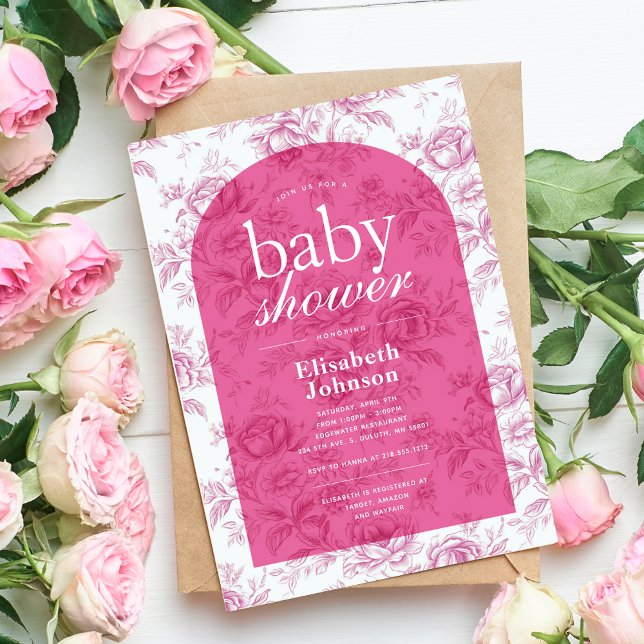 Elegant Pink Chinoiserie Baby Shower Invitation (Creator Uploaded)