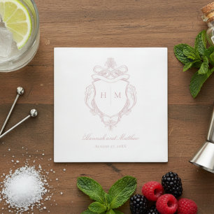 Elegant Pink Chinoiserie Bird Crest Wedding Napkins