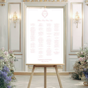 Elegant Pink Chinoiserie Bird Crest Wedding Seat Foam Board