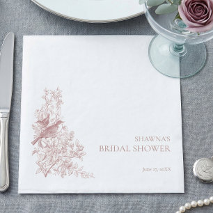 Elegant Pink Chinoiserie Nature Bird Bridal Shower Napkins