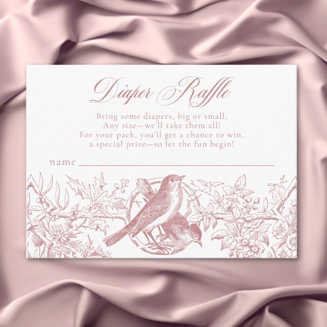 Elegant Pink Chinoiserie Nature Birds Baby Diaper Enclosure Card (Elegant Pink Chinoiserie Nature Birds Baby Diaper Enclosure Card)