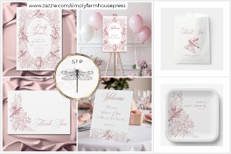 Elegant Pink Chinoiserie Nature Birds Baby Shower
