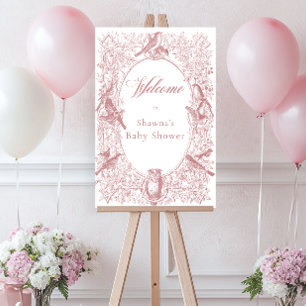 Elegant Pink Chinoiserie Nature Birds Baby Shower Foam Board