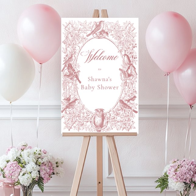 Elegant Pink Chinoiserie Nature Birds Baby Shower Foam Board (Elegant Pink Chinoiserie Nature Birds Baby Shower Welcome Foam Board Sign)