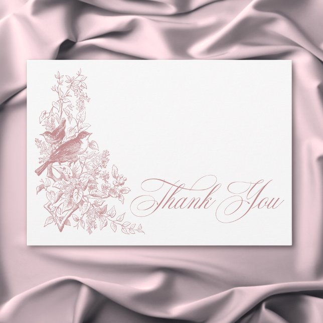 Elegant Pink Chinoiserie Nature & Birds Wedding Thank You Card (Elegant Pink Chinoiserie Nature & Birds Wedding Thank You Card)