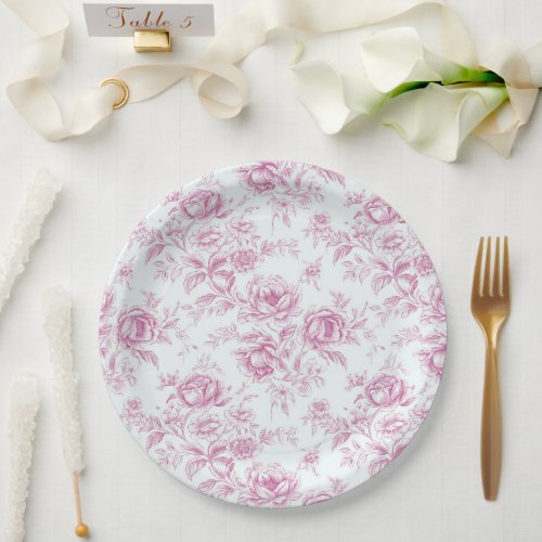 Elegant Pink Chinoiserie  Paper Plates