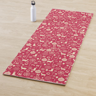 Elegant Pink Christmas Pattern   Yoga Mat