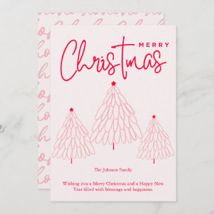 Elegant Pink Christmas Tree Holiday Card