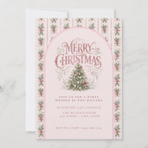 Elegant Pink Christmas Tree Invitation